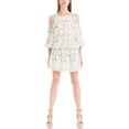 thumbnail image 1 of Max Studio London Womens Cold Shoulder Blouson Dress, Off-White, X-Small, 1 of 1