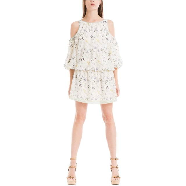 Max Studio London Robe Blouson à Épaules Dénudées pour Femme, Blanc Cassé, Très Petit