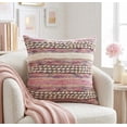 thumbnail image 2 of LR Home Striped Checks Tribal Natural Throw Pillow, Pink, 18" Square, Count per Pack 1, 2 of 9