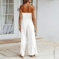 thumbnail image 4 of ZAZYULZ Resort Wear for Women Elegant And Casual Women's Strapless Sleeveless Wide Leg Jumpsuit With Tie Belt(White,L), 4 of 6