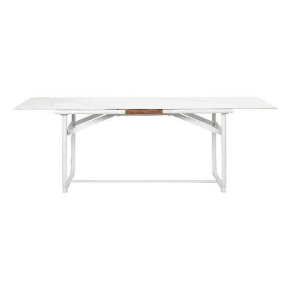 Pemberly Row 30x87" Modern Aluminum Dining Table in White Finish