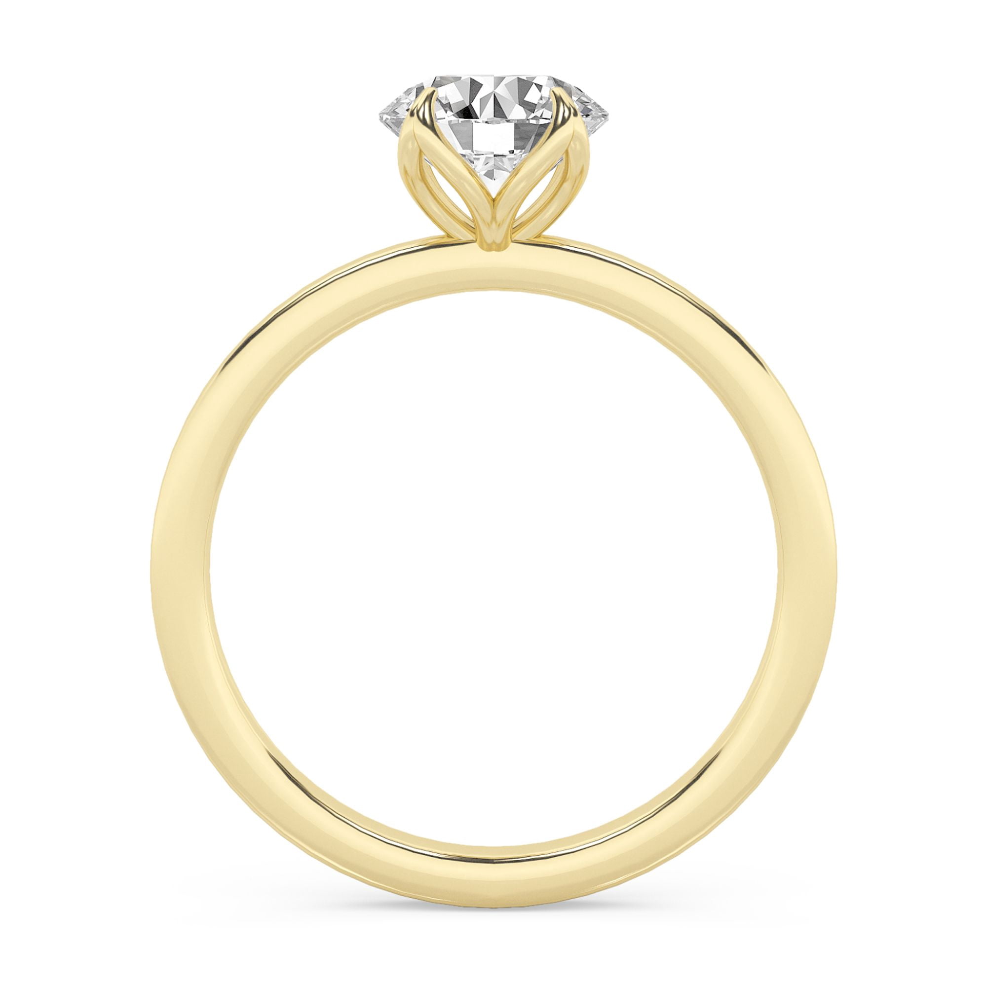 AFFY 1.00 Carat (ctw) Solitaire Style Engagement Rings For Women, Round Lab Created Moissanite Promise Ring For Her In 10k Solid Yellow Gold | VVS1 Quality (1 Ctw) Ring Size-8.5