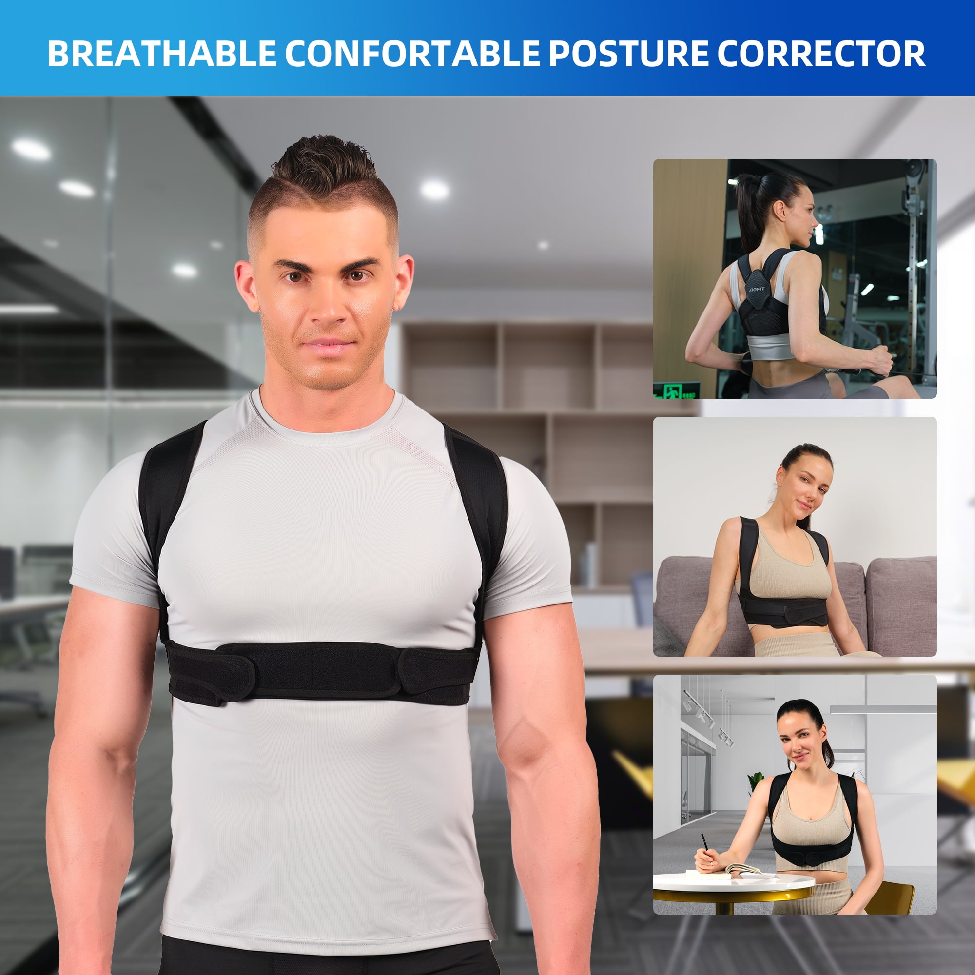Aofit Posture Corrector for Women and Men, Breathable Back Brace, Adjustable Posture Corrector for Back