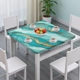 thumbnail image 3 of Cyan Marble Gold Spot Pattern Square Fitted Tablecloth with Elastic Edge,Square Table Cover,Washable Elastic Table Cover for Home Kitchen Party Decor 34"x34", 3 of 6