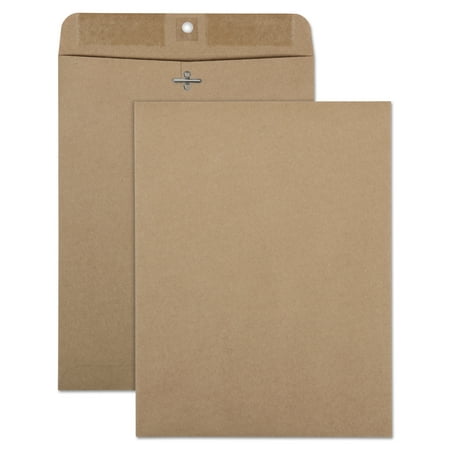 Quality Park 100% Recycled Brown Kraft Clasp Envelope, 9 x 12, Brown Kraft, 100/Box -QUA38711
