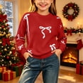 thumbnail image 4 of Lutiedan Christmas Bow Sweater for Girls Cute Crew Neck Knit Sweater Kids Long Sleeve Holiday Pullover Size 5-16,Red, 4 of 8
