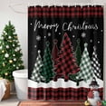 thumbnail image 4 of Shower Curtain 36"W x 72"L Merry Christmas Checkered Xmas Tree Black Red Plaid Fabric Shower Curtains Set with Hooks Water Repellent Bathroom Curtains Machine Washable Bathroom Accessories, 4 of 9