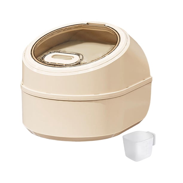 Contenedor de arroz para granos, mostrador de cocina, almacenamiento de alimentos para mascotas multifunción para el hogar Crema 5kg