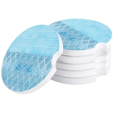 

KXMDXA Style Blue Geometric Pattern Set of 2 Car Coaster for Drinks Absorbent Ceramic Stone Coasters Cup Mat with Cork Base for Home Kitchen Room Coffee Table Bar Decor