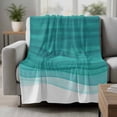 thumbnail image 2 of Ombre Turquoise Waves Blanket Soft Cozy Warm Throw Blanket for Couch, Plush Fuzzy Flannel Fleece Blankets for Sofa, Abstract Art Gradient Modern Bed Blankets Lightweight Gifts for Women, 50"x80", 2 of 9