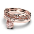 thumbnail image 4 of Gorgeous Minimalist 2.15 Carat Pear Cut Classic Morganite And Diamond Moissanite Engagement Ring, Wedding Ring, Two Matching Band in 10k Solid Rose Gold, Gift For Her, Promise Ring, Anniversary Gift, 4 of 4