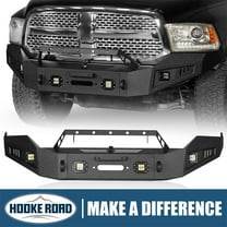 Hooke Road Full Width Front Bumper Fit 2013-2018 Dodge Ram 1500 with Winch Plate & 4x 18W LED Lights