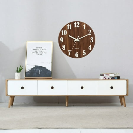 WHAMVOX 12 Inch Luminous Wooden Wall Clock Country Style Night Light