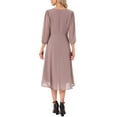 thumbnail image 3 of INSPIRE CHIC Women's V Neck 3/4 Sleeves High Low Chiffon Midi Dress L Grey Pink, 3 of 6