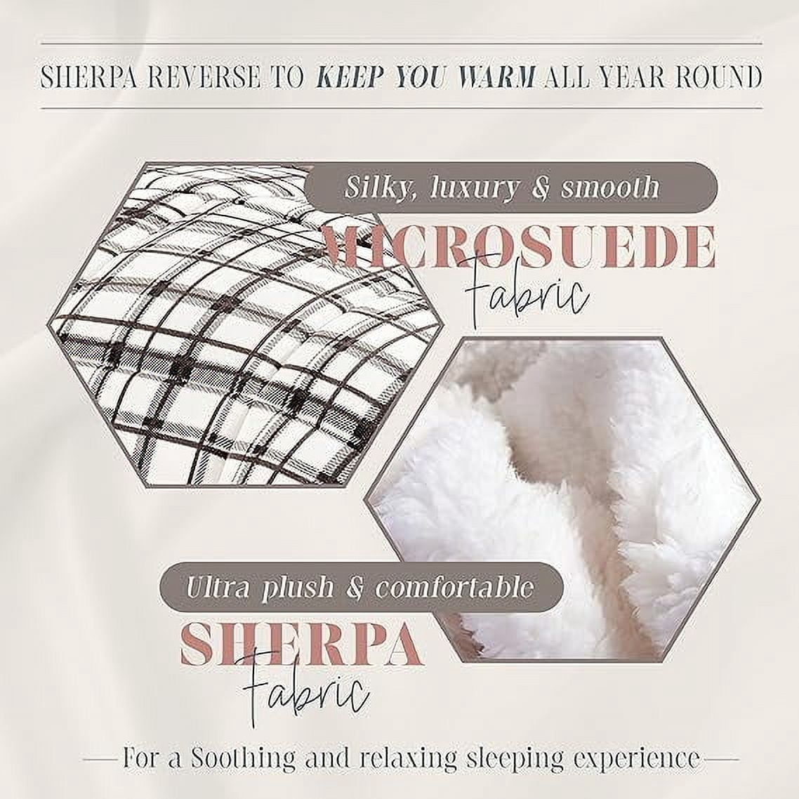 Elegant Comfort Soft & Plush Sherpa Comforter- Lilith Plaid Collection, 2-Piece Bed Set, Reversible Down Alternative Micro-Suede, Plaid Sherpa Comforter, Twin XL, Autumn Taupe