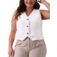 thumbnail image 1 of Chaleco sin mangas de lino para mujer de tallas grandes GRACE & GRANDEUR, con botones y bolsillos, 3X blanco, 1 of 1