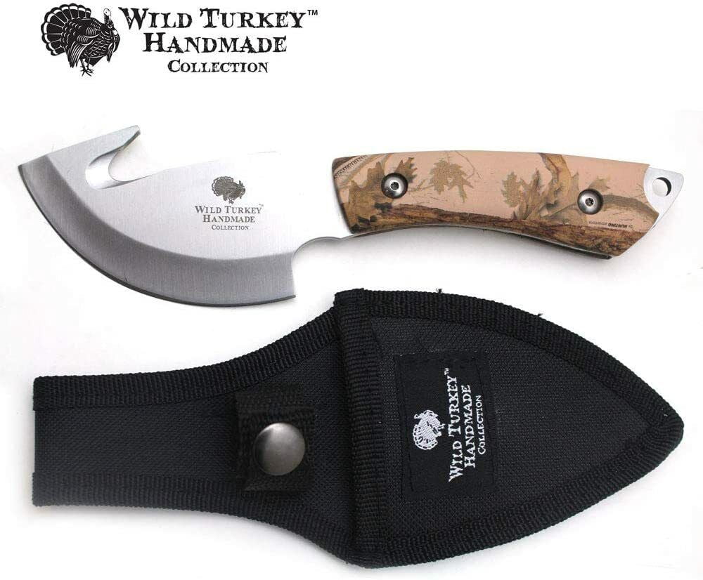 Wild Turkey Handmade Collection Fixed Blade Gut Hook Skinner Knife w/ Sheath