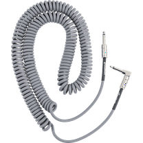 Fender Contour 1/4" Straight to 1/4" Right Angle Coiled Instrument Cable, 30', Inca Silver