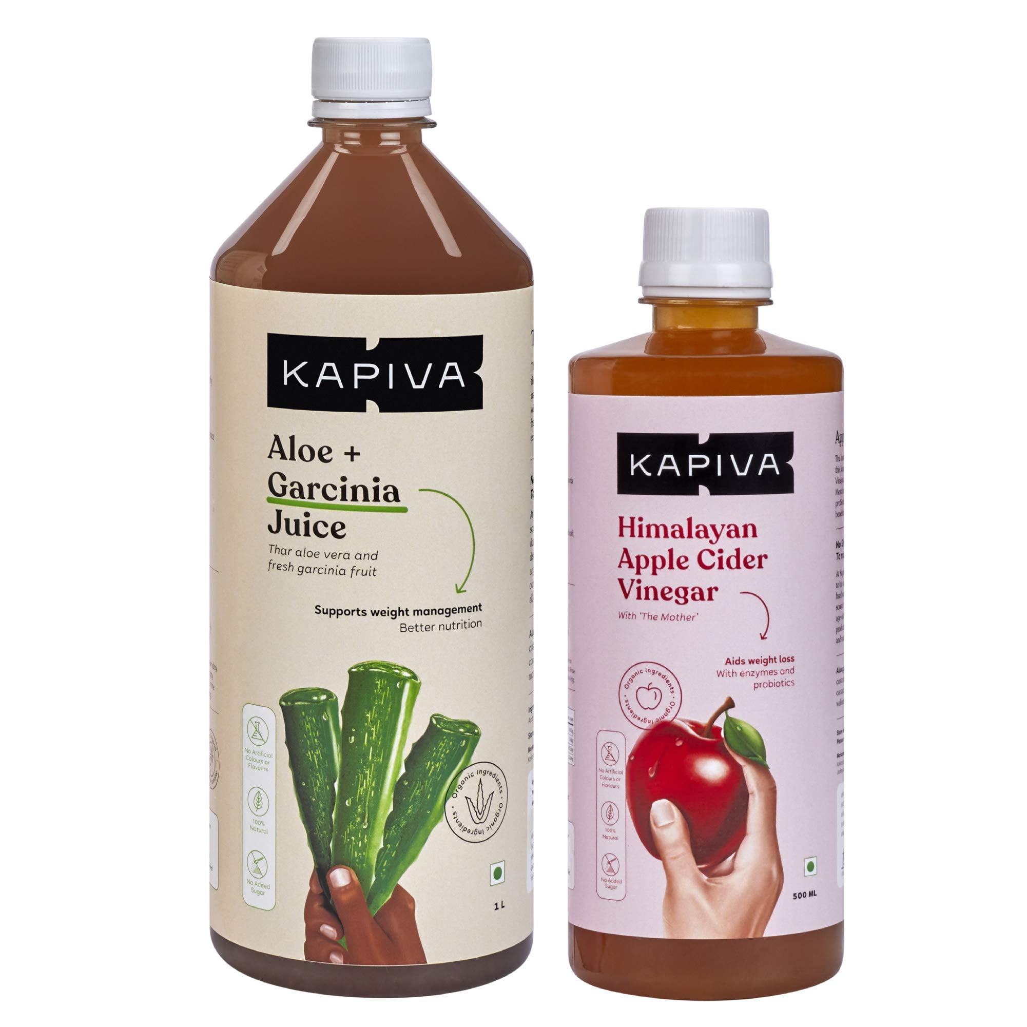 Kapiva Aloe Vera And Garcinia Juice 1L + Kapiva Apple Cider Vinegar 500