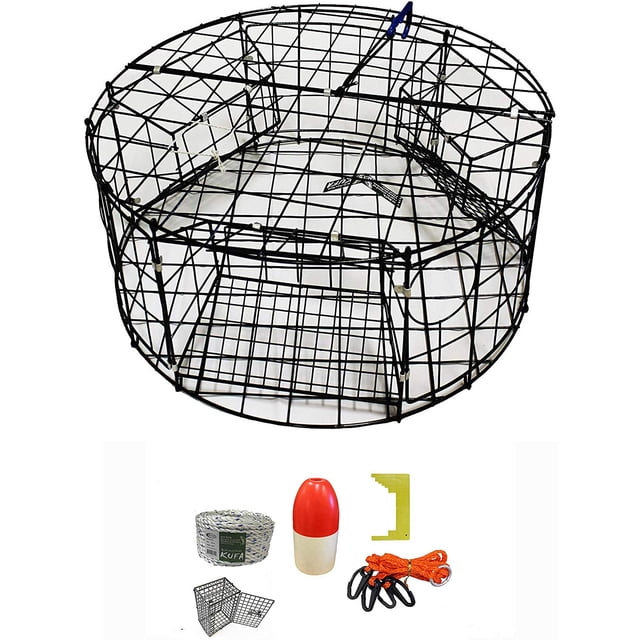 Piège à Crabe Rond Revêtu de Vinyle avec Kit d'Accessoires pour Crabe (CT110+CEM1)