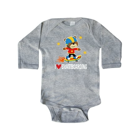 

Inktastic Skateboard I Love Skateboarding Gift Baby Boy Long Sleeve Bodysuit