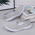 thumbnail image 5 of B91xZ Mocassin en Toile pour Femmes Bout Rond Talon Haut Bloc, Gris 8, 5 of 5