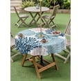 thumbnail image 3 of Outdoor Tablecloth with Umbrella Hole & Zipper, Blue Coral Coastal Round Tablecloth 60 Inch, Summer Beach Nautical Seaside Patio Table Cover Waterproof Table Cloth for Picnic/Party, 3 of 7