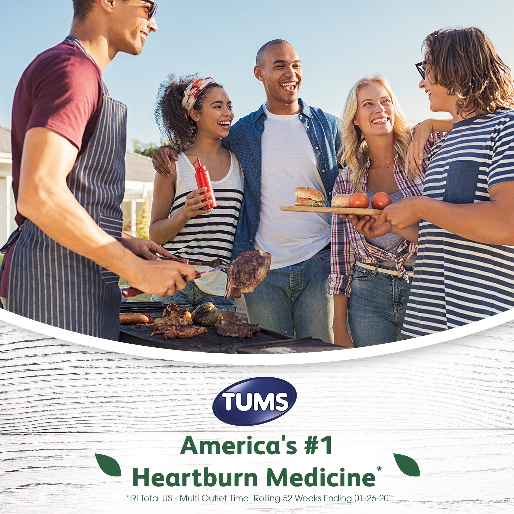TUMS Naturals Chewable Ultra Strength Antacid Chews for Heartburn Relief, Coconut Pineapple - 56 Ct