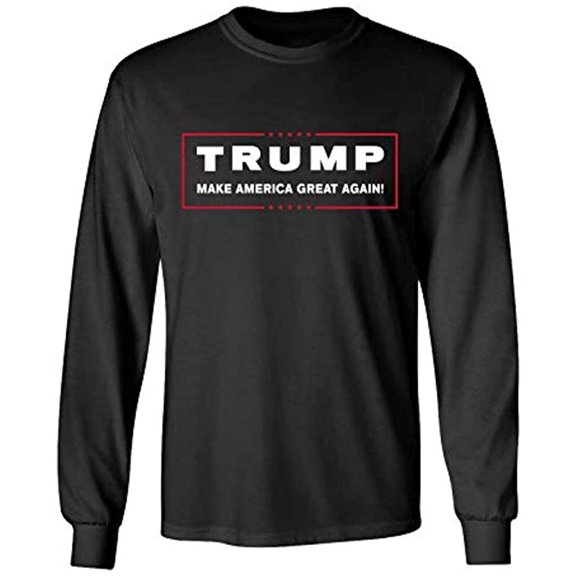 Political Trump Make America Great Again Adult Long Sleeve Shirt-Black-Small