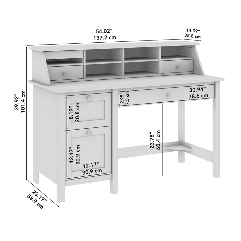 Mayfield 54W Computer Desk with Organizer in Vintage Black and