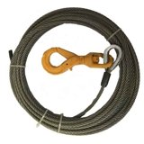 Heavy Duty 3/8" X 50' Winch Cable – IWRC EIPS Steel Core With Self-Locking Swivel Hook