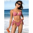 thumbnail image 2 of Top-kevin 2 Piece Women's Gingham Check Bikini Set - Red & White Ruffle Triangle Top with Bow Detail & High Waisted Tie Side Bottom Cute Sexy Swimwear for Beach Summer Vacation, 2 of 5