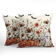 thumbnail image 2 of Vintage Halloween Wildflower Pillow Covers 20x20 Inch Spooky Pumpkin Ghost Halloween Outdoor Throw Pillows Set of 2 Rustic Farmhouse Pillowcases for Sofa Couch Bed Home Decor, 2 of 6