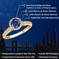 thumbnail image 2 of Gem Stone King 10K Yellow Gold Blue Created Sapphire and Lab Grown Diamond Engagement Ring for Women | 1.31 Cttw | Round 6MM | Gemstone September Birthstone | Size 9, 2 of 6