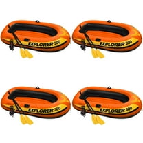 Intex Explorer 300 Compact Inflatable 3 Person Raft Boat w/ Pump & Oars (4 Pack)