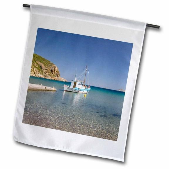 3dRose, GREECE, Dodecanese, PATMOS, Fishing boat - EU12 WBI1121 - Walter Bibikow, 12 x 18 inch Garden Flag
