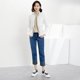 thumbnail image 3 of Chaqueta corta ligera de plumón de pato blanco con costuras de tela saludable para mujer, diseño moderno con cordón en la cintura, 3 of 4