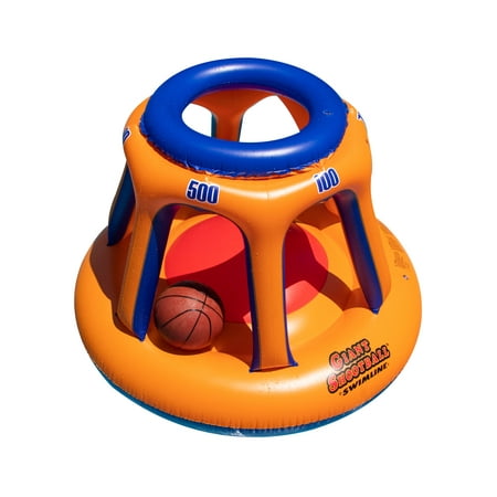 Swimline 90285 Inflatable Floating Basketball Hoop, Giant Shootball, Fun Swimming Pool or Lake Water Game Set with Ball for Kids and Adults, Orange