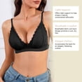 thumbnail image 4 of Alun Lace Deep V-Neck Bras for Women No Underwire Thin Padding Comfortable Breathable Bralettes 2026 Spring Summer Fashion Wavy-Edge Pure Color T Shirt Bra Black XXL, 4 of 5