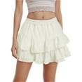 thumbnail image 4 of vigerkar Womens Summer Skirts Flowy A Line Short Skirt High Waisted Ruffle Mini Skirts Pleated Skirt Beige, L, 4 of 9