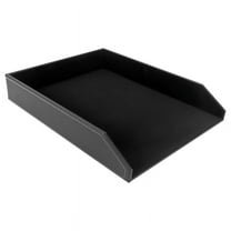 PU Leather Collection Letter Tray, Document Desk Organizer,Stackable Office File Tray Holder (Black)