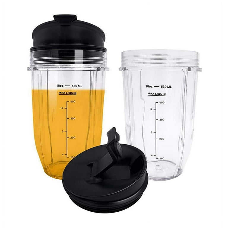 4 Pcs 18Oz Replacement Ninja Blender Cups with Lid for Ninja Auto IQ BL480 BL642 BL450 BL682 BL480, BL490, BL640 BL680