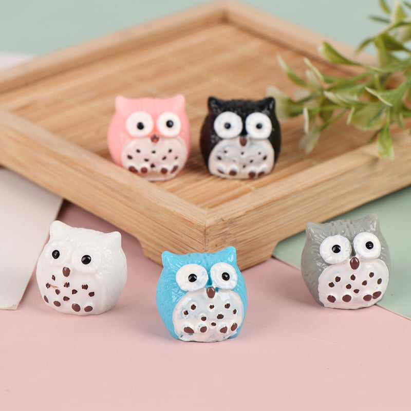 5Pcs Owls Miniature Mini Resin Bonsai Succulent Home Garden Craft Fairy Decor