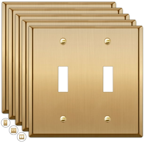 Rio Salto Metal Gold Double Toggle Light Switch Covers Wall Plate