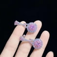 thumbnail image 4 of Pink crystal set earring ring necklace Retro exquisite zircon earring pendant small design simple ring, 4 of 9
