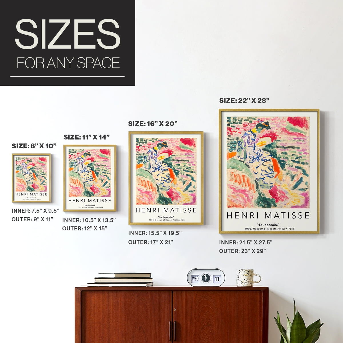 Matisse CLXXXI Framed Print in Gold Solid Wood 16 x 20 Framed Print