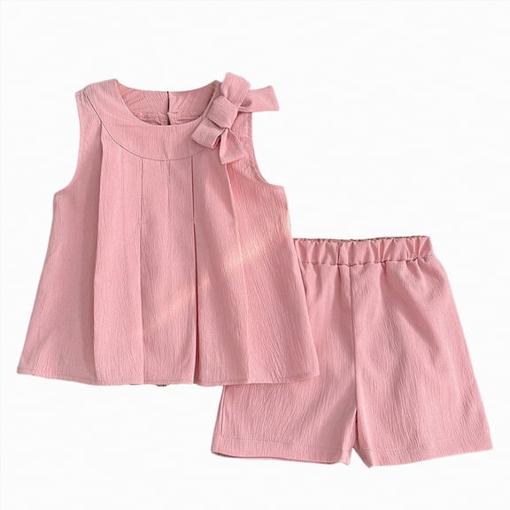 Ccpelsie Girls Shorts Set - 2 Piece Cute Casual Short Sleeve Graphic Tee and Shorts for Girls(Red,6-7 Years)