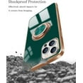 thumbnail image 6 of Compatible with iPhone 14 Pro 5g Case Slim Thin with Ring 360°Finger Stand Metal Electroplated Soft Flexible Tup Frame Full Body Shock-Absorption Bumper Hard Back Mobile Cover-Green, 6 of 16