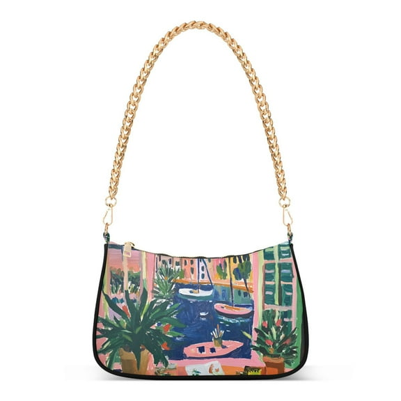 FORMRS Womens Shoulder Bag with Chain Strap Clutch Purse Cute Tote Handbag, Green Window