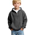thumbnail image 2 of Linfrsh Hoodies for Boys Quarter Zip Waffle Knit Pullover Hooded Sweatshirt Tops Teen Boy Fashion Fall Winter Casual Sweatshirts Back to School Clothes(Grey,11-12 Years), 2 of 8